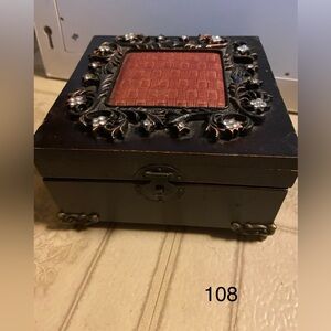 Vintage Decorative Wooden Jewelry Box with satin lining